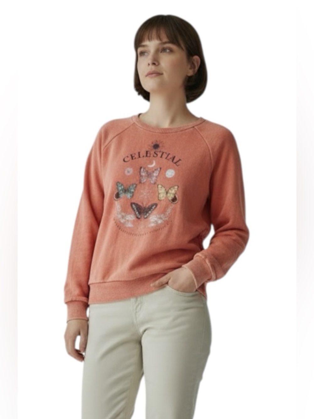 No Boundaries Celestial Butterfly Graphic Sweatshirt Pink XL 15-17